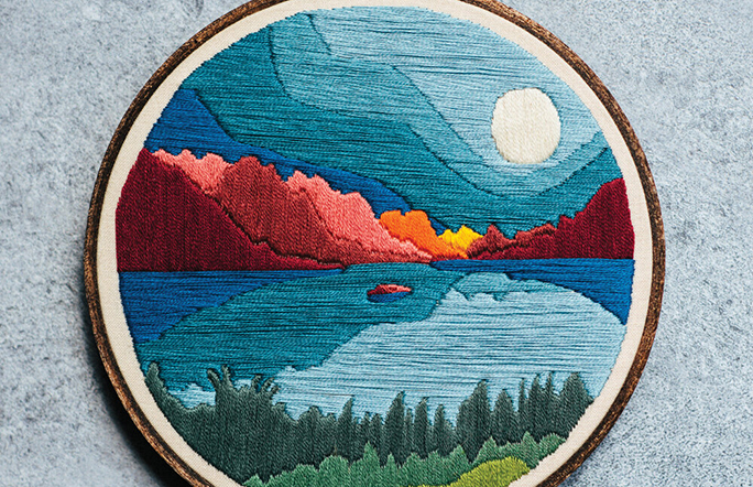 stitched mountain scene